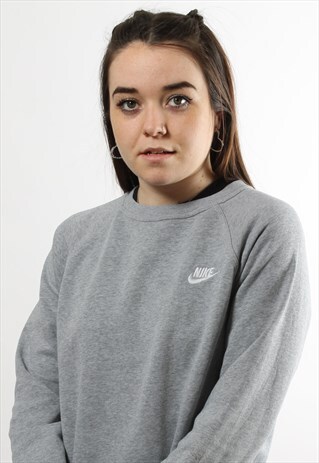 VINTAGE NIKE GREY SPELL OUT SWOOSH TICK SWEATER
