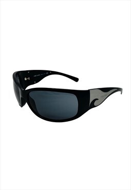 Prada Sunglasses Shield Black Silver Tribal Flame SPR 03G