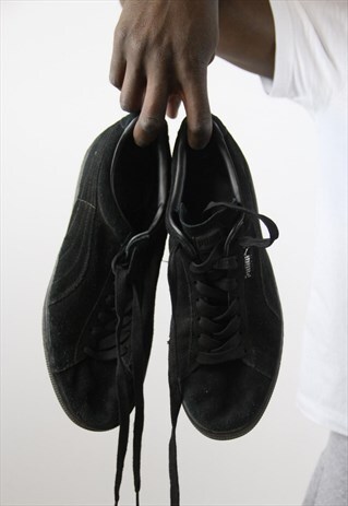 VINTAGE PUMA BLACK SUEDE TRAINERS
