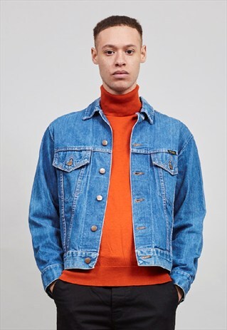 VINTAGE 80'S WRANGLER MID WASH BLUE DENIM JACKET