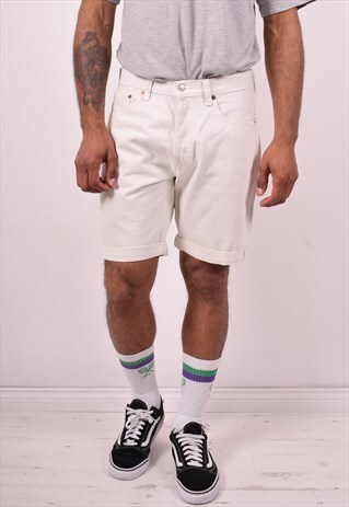 LEVI'S 501 MENS VINTAGE DENIM SHORTS W33 WHITE 90S