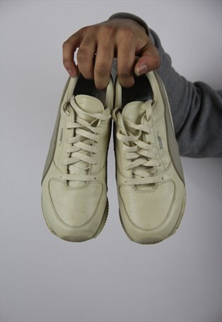 VINTAGE PUMA CREAM LEATHER 90'S TRAINERS