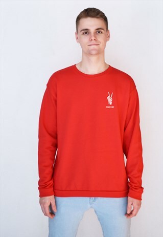 RED PEACE OUT (WHITE) SWEATSHIRT