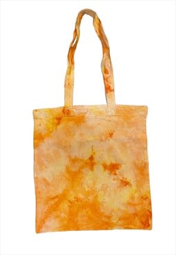 Orange Yellow Hand Dyed Cotton Tote Bag
