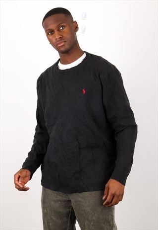 VINTAGE RALPH LAUREN LONG SLEEVED T-SHIRT IN BLACK