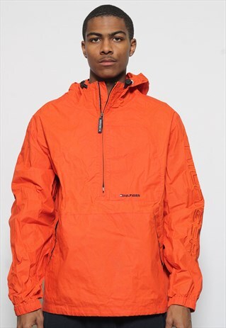 VINTAGE TOMMY HILFIGER 1/2 ZIP WATERPROOF JACKET ORANGE