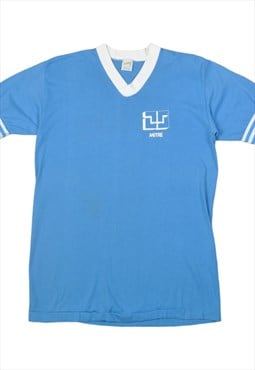 Vintage 80s Single Stitch T-Shirt Blue Ladies Medium