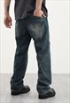 BLUE WASHED DENIM JEANS PANTS TROUSERS