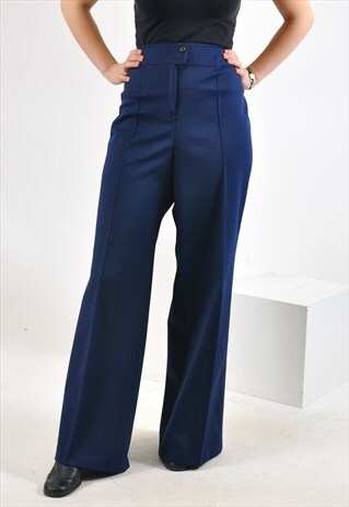 VINTAGE 70'S WIDE LEG TROUSERS IN BLUE