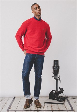 LYLE & SCOTT LAMBSWOOL JUMPER RED SWEATER MENS CASUALS