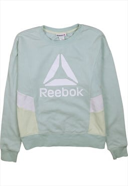 Vintage 90's Reebok Sweatshirt Spellout Crew Neck Blue