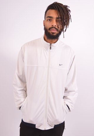 NIKE MENS VINTAGE TRACKSUIT TOP JACKET MEDIUM WHITE 90S