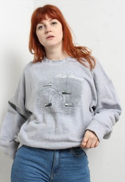 Vintage 90's Michigan Graphic Sweatshirt Grey