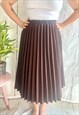VINTAGE BROWN PLUS SIZE ELASTICATED 80'S PLEATED SKIRT