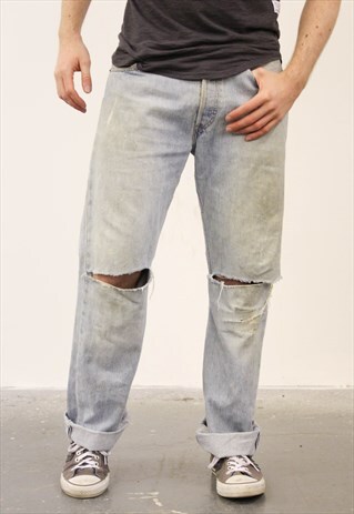 VINTAGE BLUE LEVI'S PAINT 501 JEANS