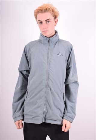 KAPPA MENS VINTAGE TRACKSUIT TOP JACKET LARGE GREY 90'S