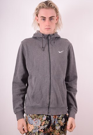 NIKE MENS VINTAGE HOODIE JACKET MEDIUM GREY 90S