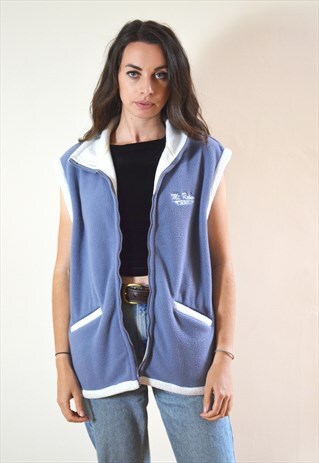 1990S VINTAGE BLUE & WHITE MT ROBSON CANADA FLEECE JACKET