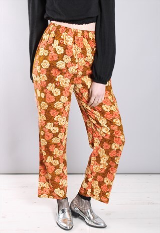 VINTAGE 80S FLORAL PATTERNED HIGH WAISTED CULOTTE TROUSERS