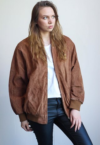 VINTAGE OVERSIZED SUEDE BOMBER JACKET