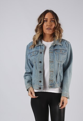 VINTAGE DENIM JACKET UK 8 XS BLUE (9X2H)