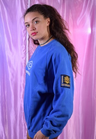 VINTAGE UMBRO BLUE EMBROIDERED SWEATSHIRT