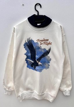Vintage eagle white nature sweatshirt roll neck medium 