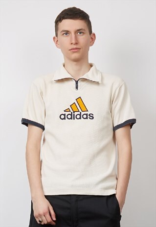 VINTAGE 90'S ADIDAS OFF-WHITE KNIT T-SHIRT