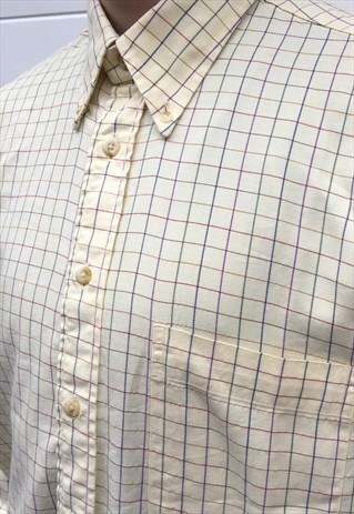 MENS VINTAGE YELLOW CHECKED PATTERNED BURBERRY SHIRT TOP