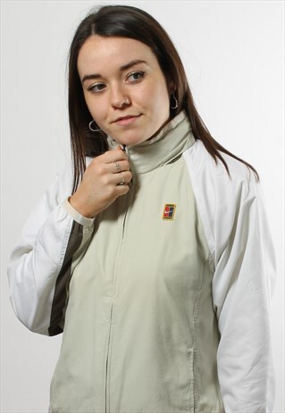 VINTAGE NIKE TWO TONE FULL ZIP WINDBREAKER CREAM JACKET