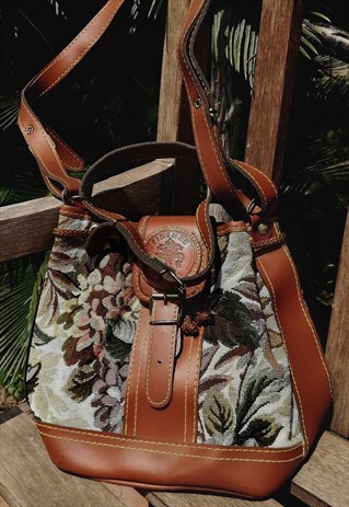 VINTAGE FAUX LEATHER BUCKET BAG
