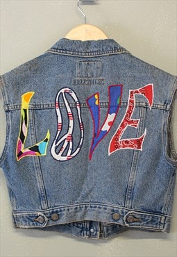 Vintage Y2K Miss Sixty Denim Gilet Jacket With Embroidery