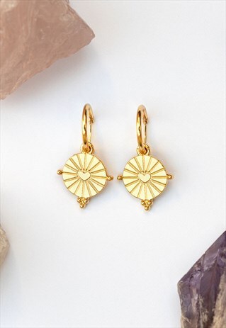 GOLD HEART COIN HOOPS