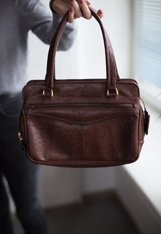 VINTAGE 80'S BROWN LEATHER BAG