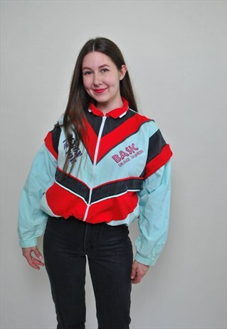 VINTAGE WINDBREAKER, MULTICOLOR FESTIVAL JACKET 80'S WOMEN