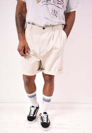 TOMMY HILFIGER MENS VINTAGE SHORTS W34 BEIGE 90S