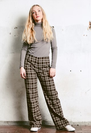 VINTAGE 70S 80S CHECKERED WIDE FIT PANTS