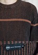 Y2K BROWN STRIPED RIBBED KNIT SWEATER