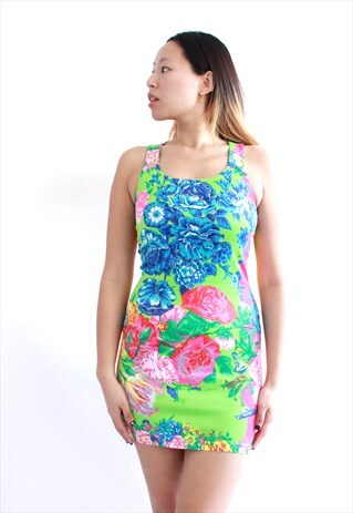 VERSUS GIANNI VERSACE FLORA 90S MINI DRESS