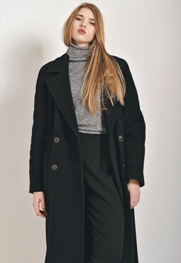 Long Wool Oversized Black Coat 