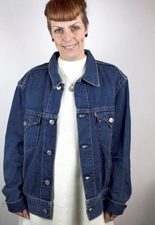 VINTAGE LEVIS RED TAB DARK OVERSIZED TRUCKER JACKET