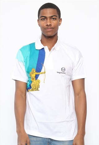 VINTAGE SERGIO TACCHINI LOGO POLO SHIRT WHITE