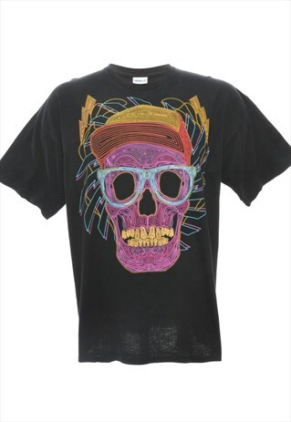 VINTAGE SKULL PRINTED T-SHIRT - L
