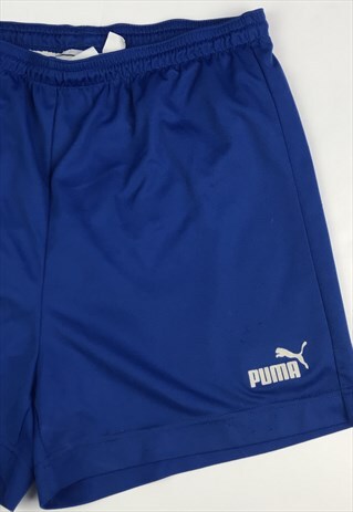VINTAGE PUMA SHORTS IN BLUE WITH LOGO AND NO DRAWSTRINGS. SI