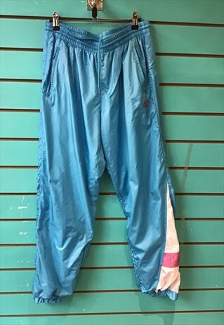 VINTAGE SHELL LINED BLUE AND BLOCK COLOUR JOGGERS