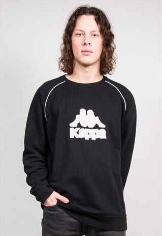 90'S VINTAGE BLACK KAPPA SWEATER SWEATSHIRT