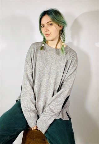 VINTAGE SIZE XL OVERSIZED KNITTED JUMPER IN GREY