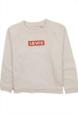 Vintage 90's Levi's Sweatshirt Spellout Crew Neck Beige