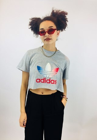 VINTAGE ADIDAS ORIGINALS TREFOIL CROPPED T SHIRT