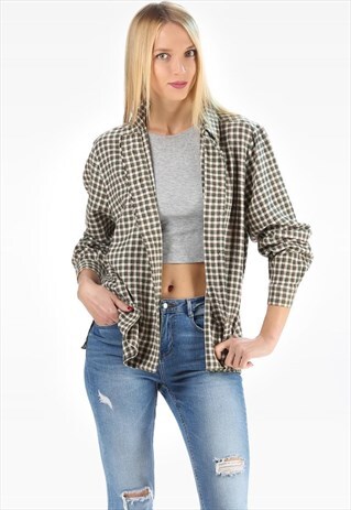 PLAID ETHNIC FLANNEL SHIRT WITH EDELWEISS